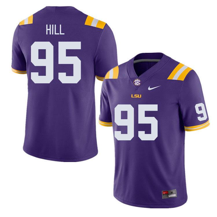 Men #95 Tygee Hill LSU Tigers College Football Jerseys Stitched-Purple - Click Image to Close